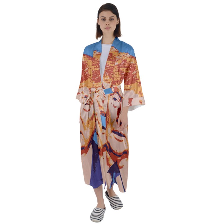 Orange Donald Trump Maxi Satin Kimono