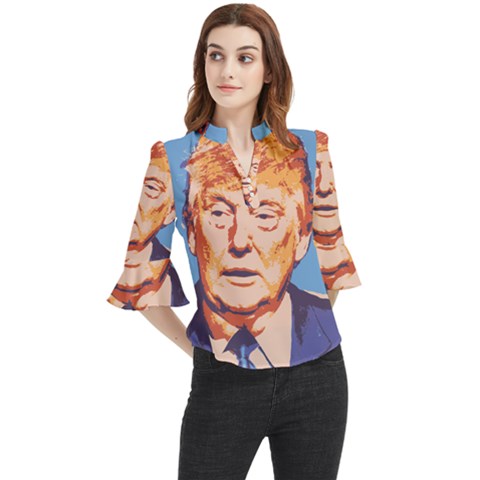 Orange Donald Trump Loose Horn Sleeve Chiffon Blouse by vintagetrump