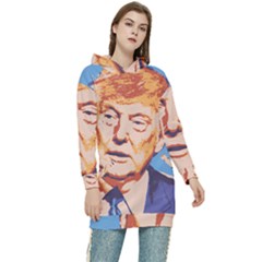 Orange Donald Trump Women s Long Oversized Pullover Hoodie