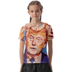 Orange Donald Trump Kids  Frill Chiffon Blouse