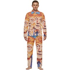 Orange Donald Trump Men s Long Sleeve Velvet Pocket Pajamas Set