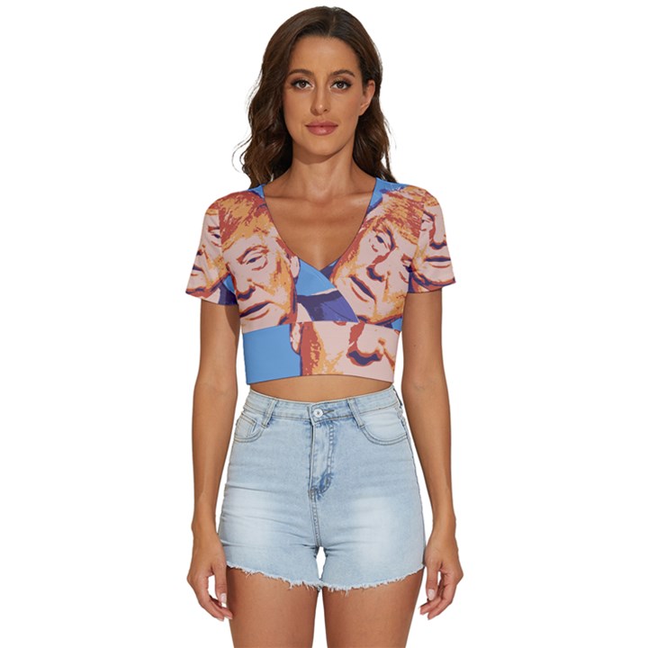 Orange Donald Trump V-Neck Crop Top