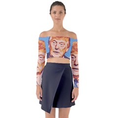 Orange Donald Trump Long Sleeve Off Shoulder Crop Top by vintagetrump