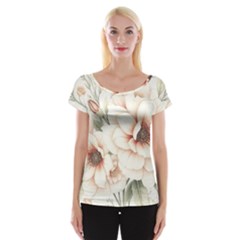 Floral Design Cap Sleeve Top