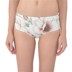 Floral Design Mid-waist Bikini Bottoms