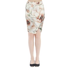 Floral Design Midi Wrap Pencil Skirt