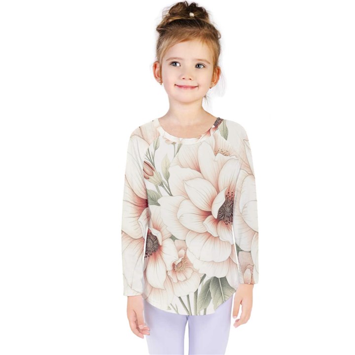 Floral Design Kids  Long Sleeve T-Shirt