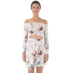 Floral Design Off Shoulder Top With Skirt Set by myclothy