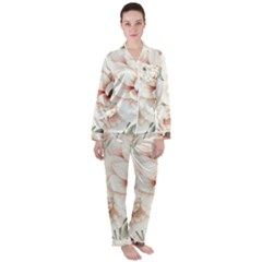 Floral Design Women s Long Sleeve Satin Pajamas Set