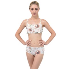 Floral Design Layered Top Bikini Set