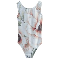 Floral Design Kids  Cut-out Back One Piece Swimsuit by myclothy