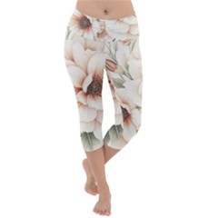 Floral Design Lightweight Velour Capri Yoga Leggings