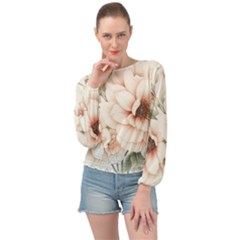 Floral Design Banded Bottom Chiffon Top