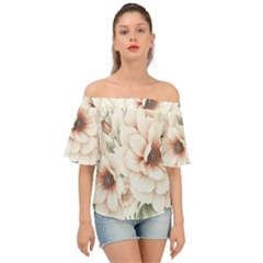 Floral Design Off Shoulder Short Sleeve Top