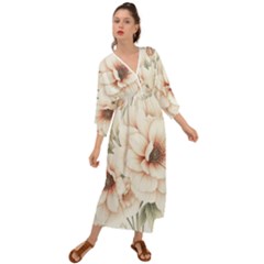 Floral Design Grecian Style  Maxi Dress