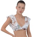 Floral Design Plunge Frill Sleeve Bikini Top View1