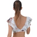 Floral Design Plunge Frill Sleeve Bikini Top View2