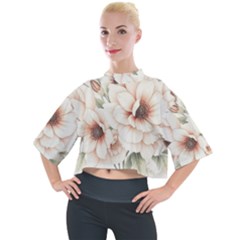 Floral Design Mock Neck T-shirt