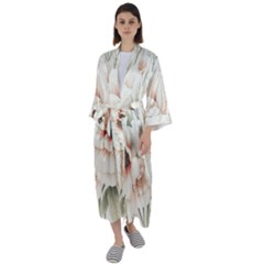 Floral Design Maxi Satin Kimono by myclothy