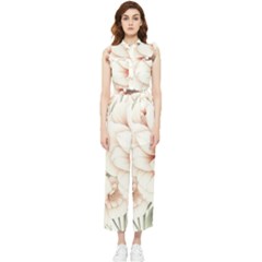 Floral Design Women s Frill Top Chiffon Jumpsuit