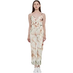 Floral Design V-neck Camisole Jumpsuit by myclothy