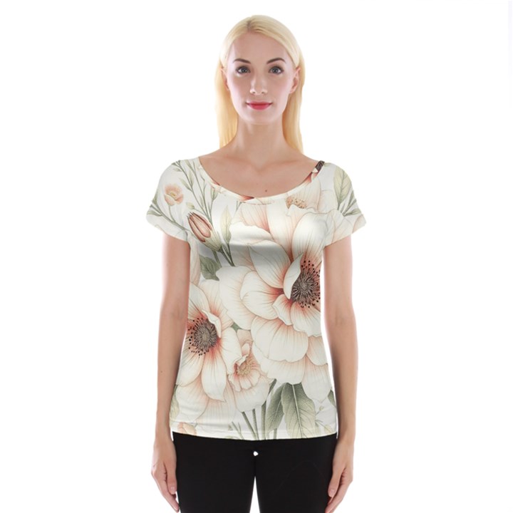 Floral Design 02 Cap Sleeve Top