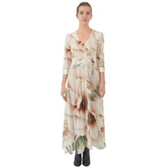 Floral Design 02 Button Up Boho Maxi Dress