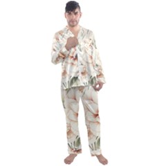 Floral Design 02 Men s Long Sleeve Satin Pajamas Set