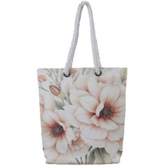 Floral Design 02 Full Print Rope Handle Tote (small)