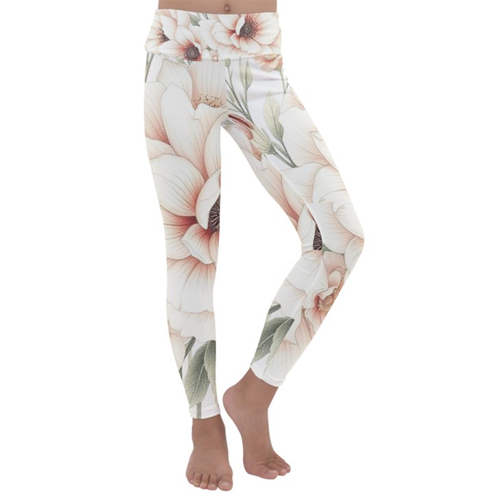 Floral Design 02 Kids  Lightweight Velour Classic Yoga Leggings