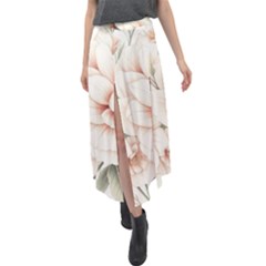 Floral Design 02 Velour Split Maxi Skirt