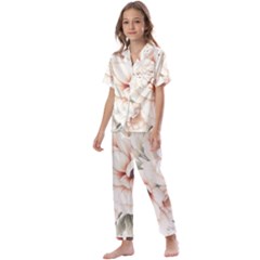 Floral Design 02 Kids  Satin Short Sleeve Pajamas Set