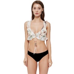 Floral Design 02 Low Cut Ruffle Edge Bikini Top by myclothy