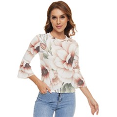 Floral Design 02 Bell Sleeve Top