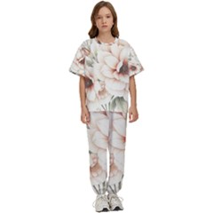 Floral Design 02 Kids  T-shirt And Pants Sports Set by myclothy