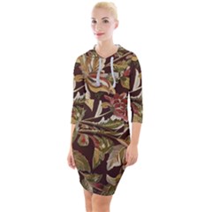 Firefly Floral Art For Print On Fabric; Fashion, Style, Handmade Design 87878 (4) Quarter Sleeve Hood Bodycon Dress