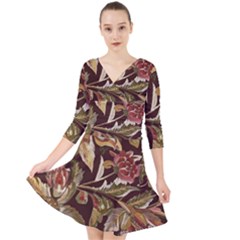 Firefly Floral Art For Print On Fabric; Fashion, Style, Handmade Design 87878 (4) Quarter Sleeve Front Wrap Dress