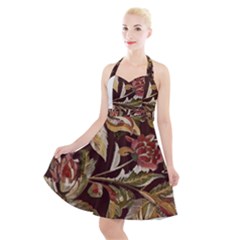 Floral Design 02 Halter Party Swing Dress 