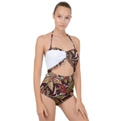 Floral Design 02 Scallop Top Cut Out Swimsuit