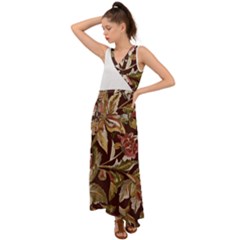 Floral Design 02 V-neck Chiffon Maxi Dress