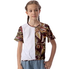 Floral Design 02 Kids  Cuff Sleeve Scrunch Bottom T-shirt