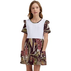 Floral Design 02 Kids  Frilly Sleeves Pocket Dress