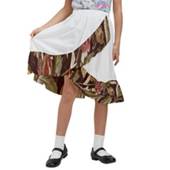 Floral Design 02 Kids  Ruffle Flared Wrap Midi Skirt