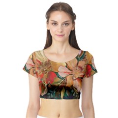  Floral Design 03 Short Sleeve Crop Top