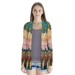  Floral Design 03 Drape Collar Cardigan