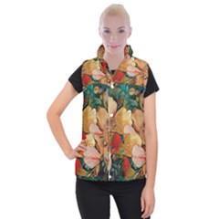  Floral Design 03 Women s Button Up Vest