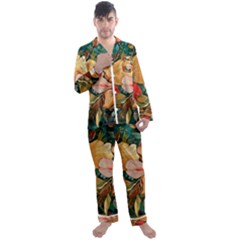  Floral Design 03 Men s Long Sleeve Satin Pajamas Set