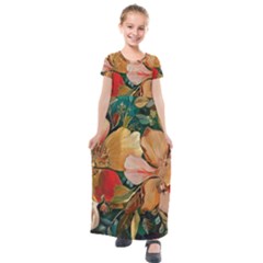  Floral Design 03 Kids  Short Sleeve Maxi Dress