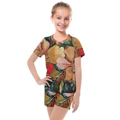  Floral Design 03 Kids  Mesh T-shirt And Shorts Set