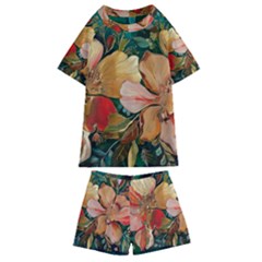  Floral Design 03 Kids  Swim T-shirt And Shorts Set by myclothy